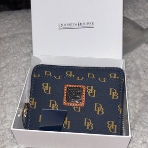 Dooney & Bourke Gretta Zip Around Wallet navy coated cotton signature monogram